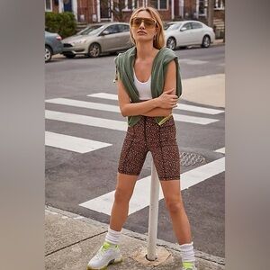 Free People Lucky Strike Leopard Print 7” Bike Shorts Size Small